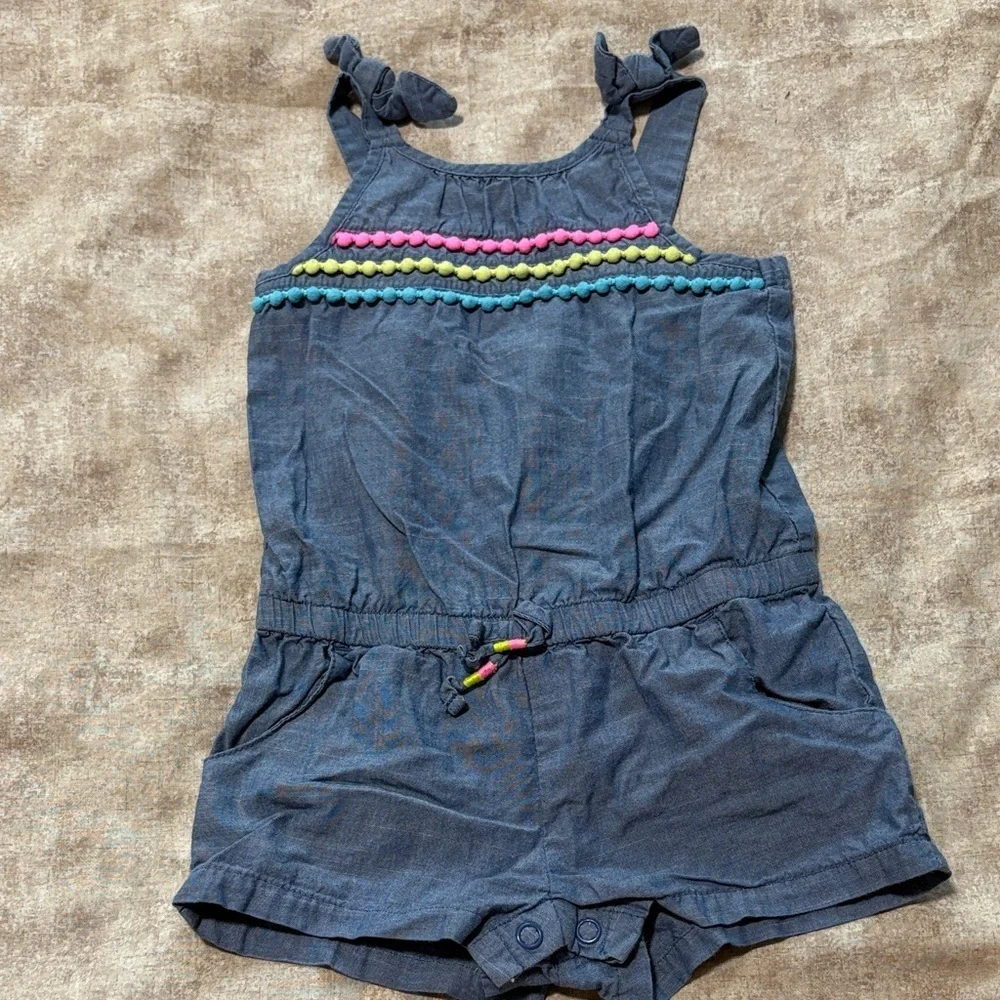 Cherokee Denim Romper with Colorful Trim